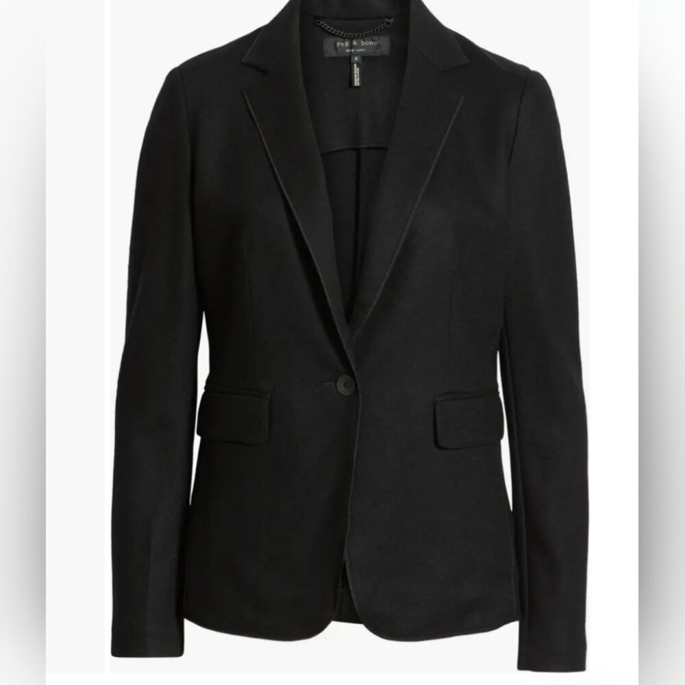 Rag & Bone Club  Sof Wool Blazer Single-button Notch lapels Size 10
